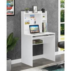 Designs2Go 31.5 in. Rectangle White Particle Board Student Computer Desk with Magnetic Bulletin Board and Shelves by Convenience Concepts -Cheap Convenience Concepts Store white convenience concepts writing desks r4 0580 31 1000