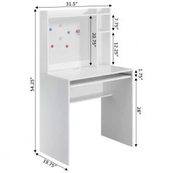 Designs2Go 31.5 in. Rectangle White Particle Board Student Computer Desk with Magnetic Bulletin Board and Shelves by Convenience Concepts -Cheap Convenience Concepts Store white convenience concepts writing desks r4 0580 4f 1000