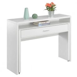 Newport JB 47.25 in. Rectangular White Particle Board 1-Drawer Writing Desk with Sliding Shelf and Riser by Convenience Concepts 16 Newport JB 47.25 in. Rectangular White Particle Board 1-Drawer Writing Desk with Sliding Shelf and Riser by Convenience Concepts -Cheap Convenience Concepts Store white convenience concepts writing desks r7 146 1f 1000