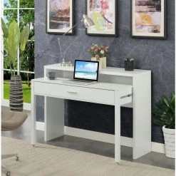 Newport JB 47.25 in. Rectangular White Particle Board 1-Drawer Writing Desk with Sliding Shelf and Riser by Convenience Concepts 17 Newport JB 47.25 in. Rectangular White Particle Board 1-Drawer Writing Desk with Sliding Shelf and Riser by Convenience Concepts -Cheap Convenience Concepts Store white convenience concepts writing desks r7 146 31 1000