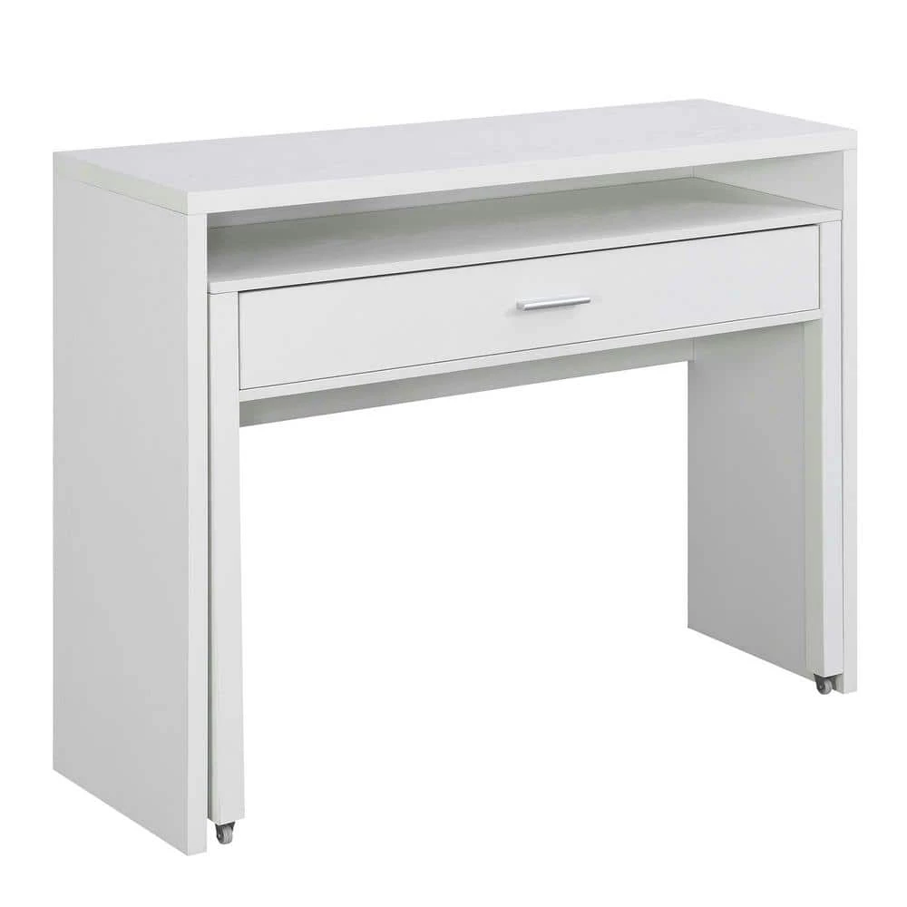 Newport JB 47.25 in. Rectangular White Particle Board 1-Drawer Writing Desk with Sliding Shelf and Riser by Convenience Concepts 3 Newport JB 47.25 in. Rectangular White Particle Board 1-Drawer Writing Desk with Sliding Shelf and Riser by Convenience Concepts