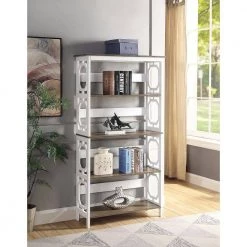 59.75 in. White/Gray Wood 4-shelf Etagere Bookcase with Open Back by Convenience Concepts -Cheap Convenience Concepts Store white driftwood convenience concepts bookcases bookshelves s20 333 31 1000