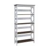 59.75 in. White/Gray Wood 4-shelf Etagere Bookcase with Open Back by Convenience Concepts
