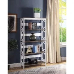 59.75 in. White/Gray Wood 4-shelf Etagere Bookcase with Open Back by Convenience Concepts -Cheap Convenience Concepts Store white driftwood convenience concepts bookcases bookshelves s20 333 d4 1000