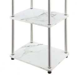 Designs2Go 63.25 in. White Faux Marble/Chrome Particle Board 5-Shelf Tower Bookcase by Convenience Concepts -Cheap Convenience Concepts Store white faux marble chrome convenience concepts bookcases bookshelves r4 0497 c3 1000