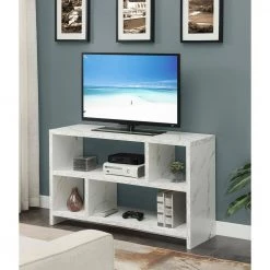 Northfield 47.25 in White Faux Marble TV Stand Fits up to 50 in. TV with Shelves by Convenience Concepts -Cheap Convenience Concepts Store white faux marble convenience concepts tv stands r4 0592 31 1000