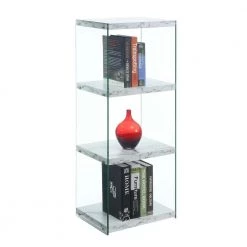 SoHo 40.75 in. H White Faux Marble/Glass 4-Shelf Accent Tower Bookcase by Convenience Concepts -Cheap Convenience Concepts Store white faux marble glass convenience concepts bookcases bookshelves r4 0376 4f 1000