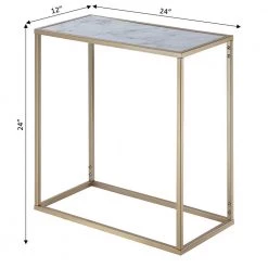 Gold Coast 12 in. White Faux Marble/Gold Standard Rectangular MDF Top Chairside End Table with Metal Frame by Convenience Concepts -Cheap Convenience Concepts Store white faux marble gold convenience concepts end side tables u12 152 c3 1000