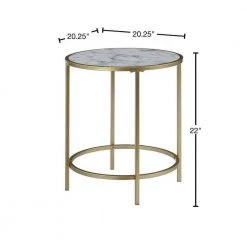 Gold Coast Faux Marble and Gold Round End Table by Convenience Concepts -Cheap Convenience Concepts Store white faux marble gold frame convenience concepts end side tables u12 174 40 1000