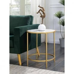 Gold Coast Faux Marble and Gold Round End Table by Convenience Concepts -Cheap Convenience Concepts Store white faux marble gold frame convenience concepts end side tables u12 174 4f 1000