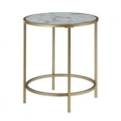 Gold Coast Faux Marble and Gold Round End Table by Convenience Concepts