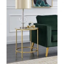 Gold Coast Faux Marble and Gold Round End Table by Convenience Concepts -Cheap Convenience Concepts Store white faux marble gold frame convenience concepts end side tables u12 174 c3 1000