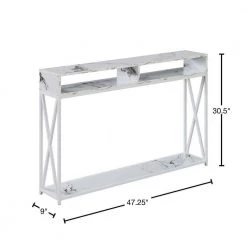 Tucson 47.25 in. White Faux Marble/White 30.5 in. Rectangle Particle Board Console Table with 2-Shelves by Convenience Concepts -Cheap Convenience Concepts Store white faux marble white convenience concepts console tables r4 0545 40 1000