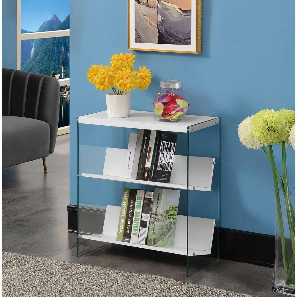 SoHo 27.75 in. H White/Glass 3 Shelf Accent Bookcase by Convenience Concepts 8 SoHo 27.75 in. H White/Glass 3 Shelf Accent Bookcase by Convenience Concepts - Image 6