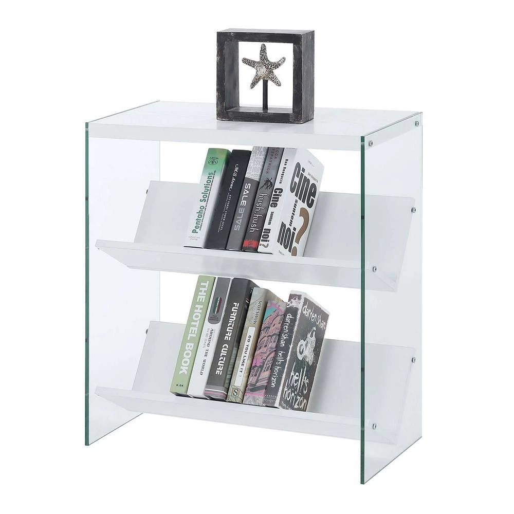 SoHo 27.75 in. H White/Glass 3 Shelf Accent Bookcase by Convenience Concepts 7 SoHo 27.75 in. H White/Glass 3 Shelf Accent Bookcase by Convenience Concepts - Image 5