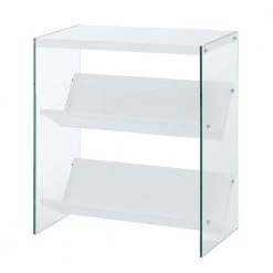 SoHo 27.75 in. H White/Glass 3 Shelf Accent Bookcase by Convenience Concepts