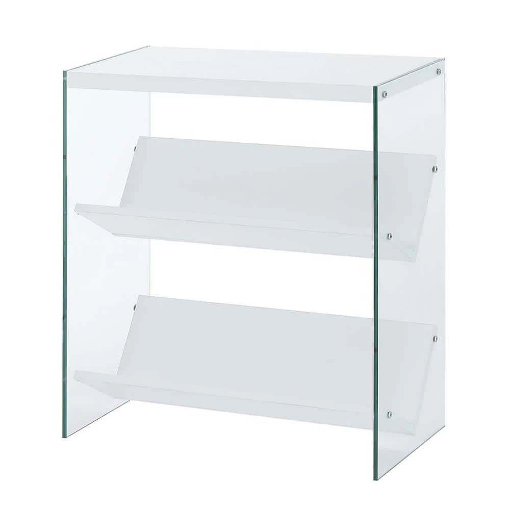 SoHo 27.75 in. H White/Glass 3 Shelf Accent Bookcase by Convenience Concepts 3 SoHo 27.75 in. H White/Glass 3 Shelf Accent Bookcase by Convenience Concepts