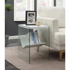 SoHo 15.75 in. W White and Glass 23.75 in. H Rectangle Particle Board End Table with Shelf by Convenience Concepts -Cheap Convenience Concepts Store white glass convenience concepts end side tables r4 0317 31 1000