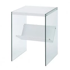 SoHo 15.75 in. W White and Glass 23.75 in. H Rectangle Particle Board End Table with Shelf by Convenience Concepts