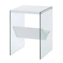 SoHo 15.75 in. W White and Glass 23.75 in. H Rectangle Particle Board End Table with Shelf by Convenience Concepts -Cheap Convenience Concepts Store white glass convenience concepts end side tables r4 0317 66 1000