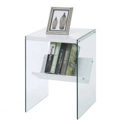 SoHo 15.75 in. W White and Glass 23.75 in. H Rectangle Particle Board End Table with Shelf by Convenience Concepts -Cheap Convenience Concepts Store white glass convenience concepts end side tables r4 0317 c3 1000