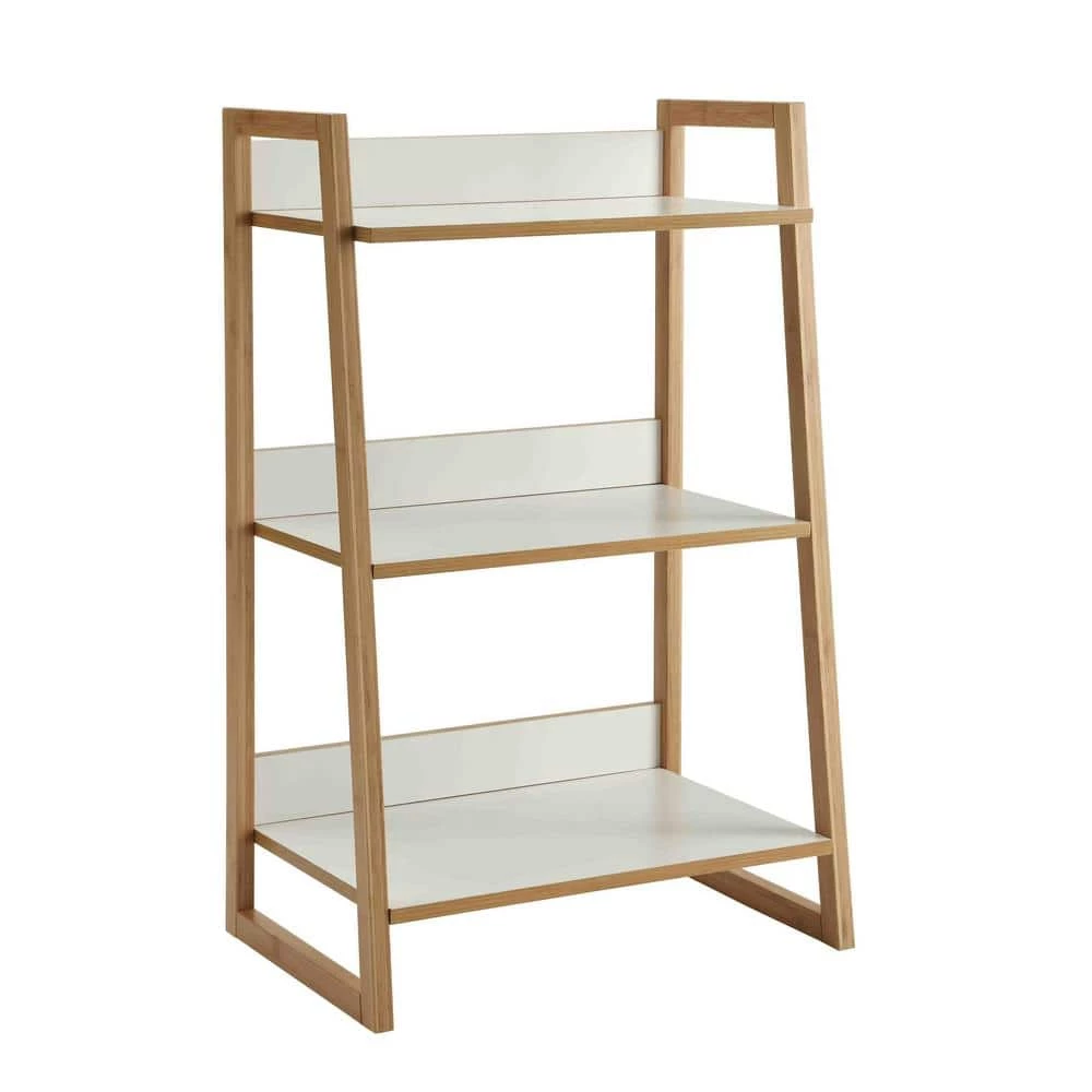Oslo Sundance 36 in. White/Natural Wood 3-Shelf Ladder Bookcase by Convenience Concepts 3 Oslo Sundance 36 in. White/Natural Wood 3-Shelf Ladder Bookcase by Convenience Concepts