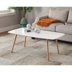 Oslo 43.5 in. White Piano Standard Rectangular Wood Top Coffee Table by Convenience Concepts -Cheap Convenience Concepts Store white piano finish convenience concepts coffee tables s20 110 31 1000