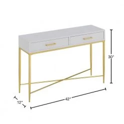 Ashley 42 in. White Scallop/Gold Standard Rectangle MDF Top Console Table with 2-Drawers by Convenience Concepts 11 Ashley 42 in. White Scallop/Gold Standard Rectangle MDF Top Console Table with 2-Drawers by Convenience Concepts -Cheap Convenience Concepts Store white scallop gold convenience concepts console tables u12 264 40 1000