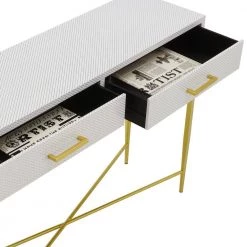 Ashley 42 in. White Scallop/Gold Standard Rectangle MDF Top Console Table with 2-Drawers by Convenience Concepts 14 Ashley 42 in. White Scallop/Gold Standard Rectangle MDF Top Console Table with 2-Drawers by Convenience Concepts -Cheap Convenience Concepts Store white scallop gold convenience concepts console tables u12 264 4f 1000