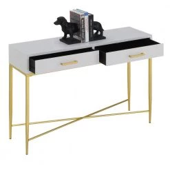 Ashley 42 in. White Scallop/Gold Standard Rectangle MDF Top Console Table with 2-Drawers by Convenience Concepts 12 Ashley 42 in. White Scallop/Gold Standard Rectangle MDF Top Console Table with 2-Drawers by Convenience Concepts -Cheap Convenience Concepts Store white scallop gold convenience concepts console tables u12 264 77 1000