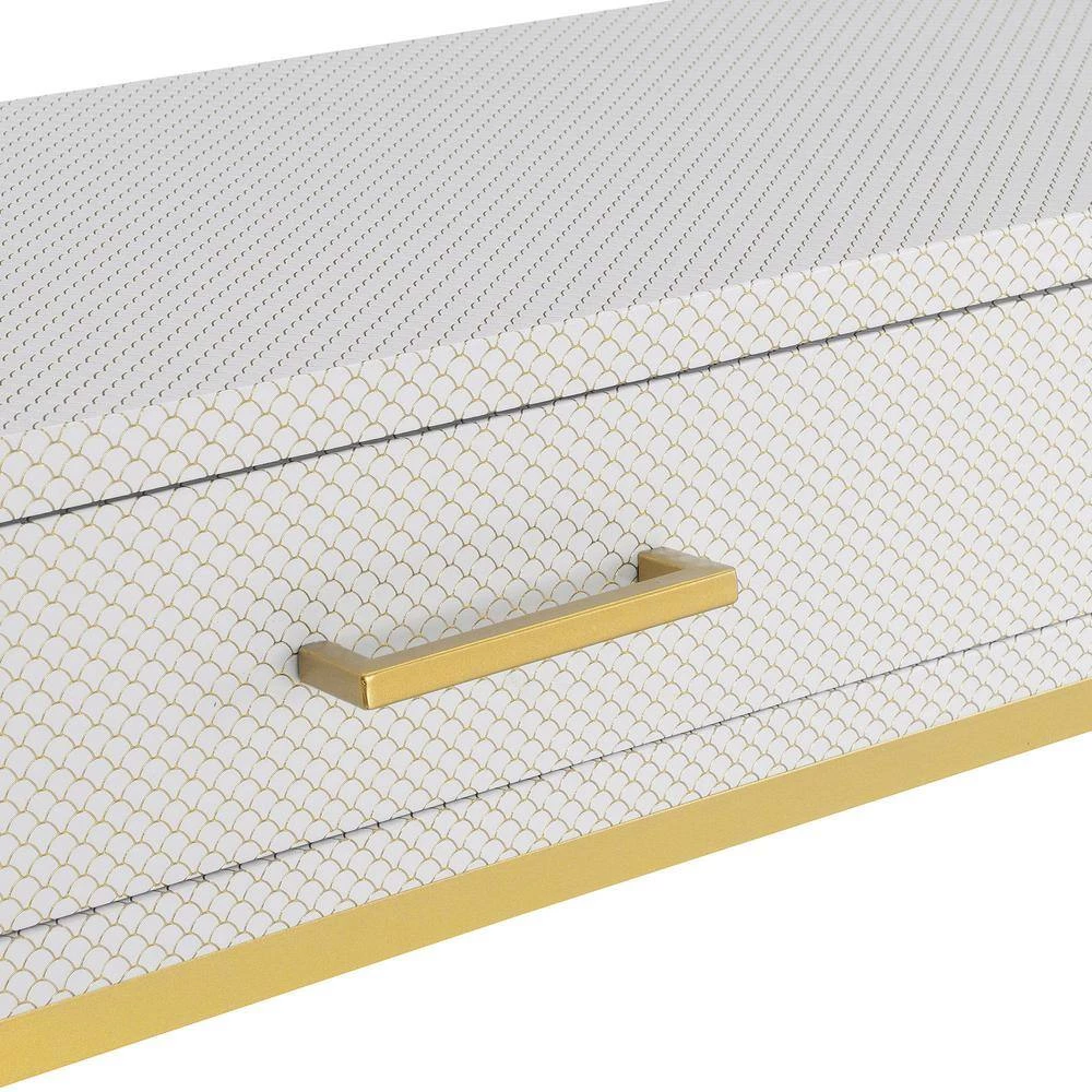 Ashley 42 in. White Scallop/Gold Standard Rectangle MDF Top Console Table with 2-Drawers by Convenience Concepts 7 Ashley 42 in. White Scallop/Gold Standard Rectangle MDF Top Console Table with 2-Drawers by Convenience Concepts - Image 5