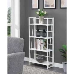 Xtra 49.5 in. White/White Metal 4 -Shelf Standard Bookcase with Folding Sides by Convenience Concepts -Cheap Convenience Concepts Store white white convenience concepts bookcases bookshelves r4 0562 31 1000