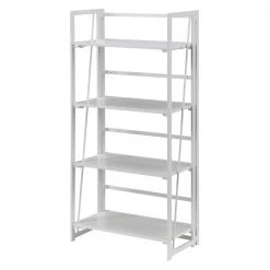 Xtra 49.5 in. White/White Metal 4 -Shelf Standard Bookcase with Folding Sides by Convenience Concepts