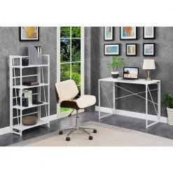 Xtra 49.5 in. White/White Metal 4 -Shelf Standard Bookcase with Folding Sides by Convenience Concepts -Cheap Convenience Concepts Store white white convenience concepts bookcases bookshelves r4 0562 d4 1000
