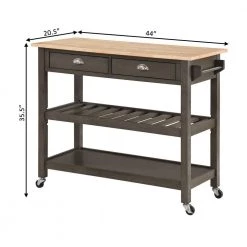 American Heritage Wirebrush Dark Gray Kitchen Cart with Butcher Block and Drawers by Convenience Concepts 15 American Heritage Wirebrush Dark Gray Kitchen Cart with Butcher Block and Drawers by Convenience Concepts -Cheap Convenience Concepts Store wirebrush dark gray convenience concepts bar carts v2 255 4f 1000