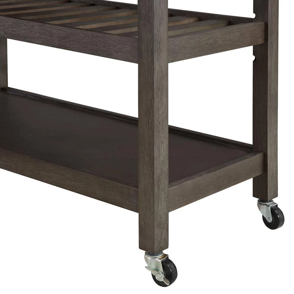 American Heritage Wirebrush Dark Gray Kitchen Cart with Butcher Block and Drawers by Convenience Concepts 10 American Heritage Wirebrush Dark Gray Kitchen Cart with Butcher Block and Drawers by Convenience Concepts - Image 8