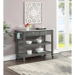 American Heritage Wirebrush Dark Gray Steel Top Kitchen Cart with Towel Bar by Convenience Concepts -Cheap Convenience Concepts Store wirebrush dark gray convenience concepts kitchen carts v2 215 31 1000
