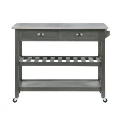 American Heritage Wirebrush Dark Gray Steel Top Kitchen Cart with Towel Bar by Convenience Concepts