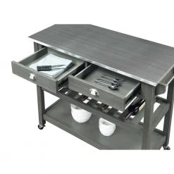 American Heritage Wirebrush Dark Gray Steel Top Kitchen Cart with Towel Bar by Convenience Concepts -Cheap Convenience Concepts Store wirebrush dark gray convenience concepts kitchen carts v2 215 77 1000