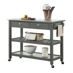 American Heritage Wirebrush Dark Gray Steel Top Kitchen Cart with Towel Bar by Convenience Concepts -Cheap Convenience Concepts Store wirebrush dark gray convenience concepts kitchen carts v2 215 c3 1000