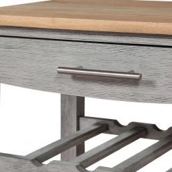 Ellaine Wirebrush Light Gray/Butcher Block Kitchen Cart with Wine Rack by Convenience Concepts -Cheap Convenience Concepts Store wirebrush light butcher block convenience concepts bar carts v2 253 1f 1000