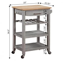 Ellaine Wirebrush Light Gray/Butcher Block Kitchen Cart with Wine Rack by Convenience Concepts -Cheap Convenience Concepts Store wirebrush light butcher block convenience concepts bar carts v2 253 4f 1000
